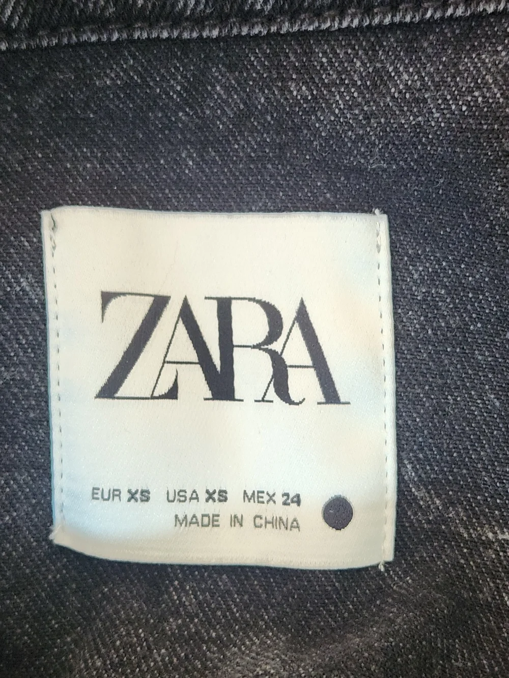 Zara Black Rhinestone Fringe Distressed Denim Jacket Size XS